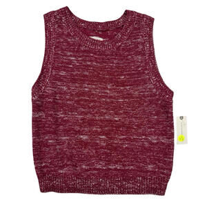 Anthropologie Pilcro Crew Neck Knit Sweater Vest Red White Size S